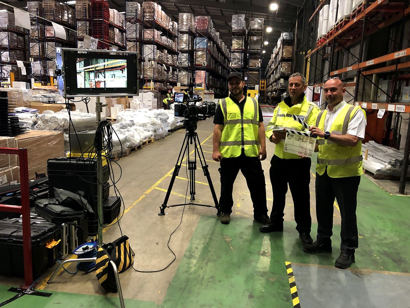 Interview set-up on a working site