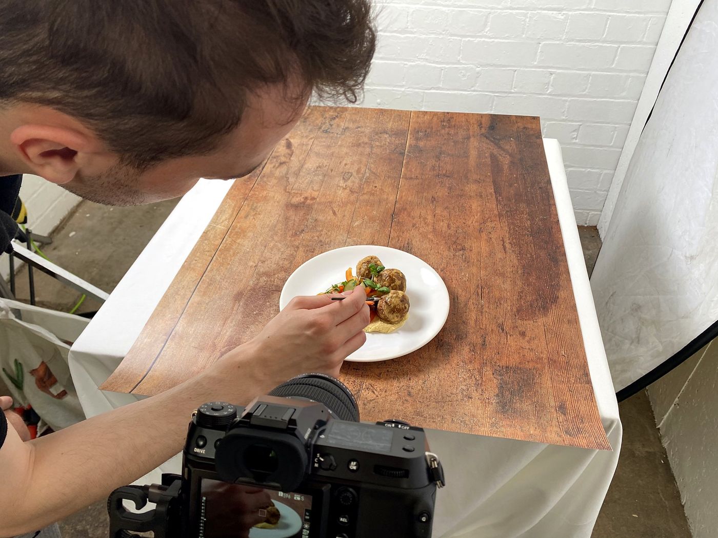 Styling the plate on a food shoot